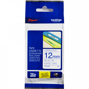 BROTHER TZE233 PTOUCH TAPE 12MMx8M Blue on White Tape
