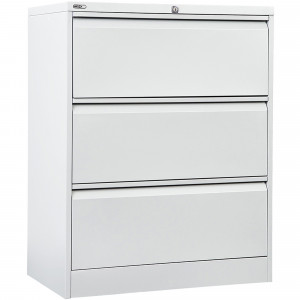 GO LATERAL FILING CABINET 3 DR White Satin H1016xW900xD470mm Furnx