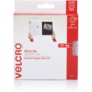 VELCRO® BRAND Stick On Loop Only 25Mm X 5M White