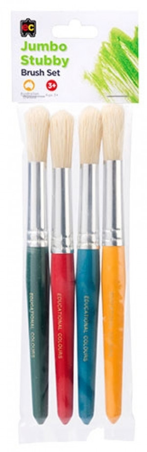 EDUCATIONAL COLOURS JUMBO STUBBY ROUND BRISTLE BRUSH SET OF 4