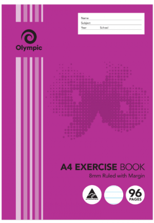 TUDOR & OLYMPIC EXERCISE BOOKS A4 96P 8mm Ruled E896