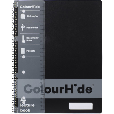 COLOURHIDE NOTEBOOK A4 Lecture 140 Page Black PACK OF 10
