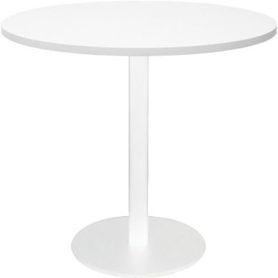 RAPIDLINE CIRCULAR MEETING TABLE 900mm Dia Disc Base Natural White with White Satin