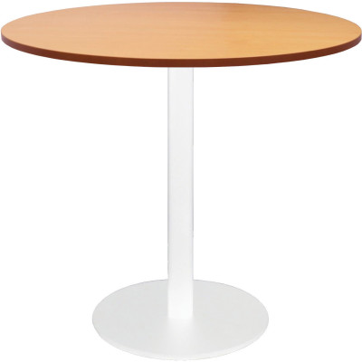 RAPIDLINE CIRCULAR MEETING TABLE 900mm Dia Disc Base Beech with White Satin