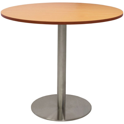 RAPIDLINE CIRCULAR MEETING TABLE 600mm Dia DISC BASE Beech Stainless Steel