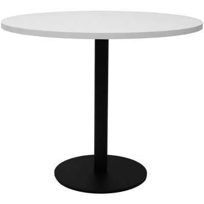 RAPIDLINE CIRCULAR MEETING TABLE 600mm Dia DISC BASE Natural White with Black