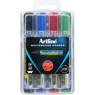 Artline 577 Whiteboard Markers Bullet Hard Case Assorted Pack Of 4