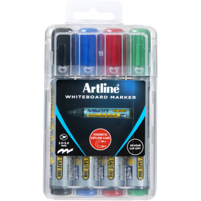 Artline 579 Whiteboard Markers Chisel Hard Case Assorted Pack Of 4