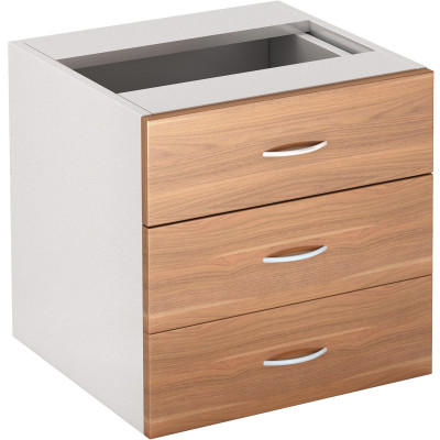 OM Premiere 3 Drawer Fixed  Pedestal W464 x D400 x H450mm Virginia Walnut and White