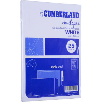 CUMBERLAND RETAIL ENVELOPE C5 Strip Seal White 85g Pack of 25