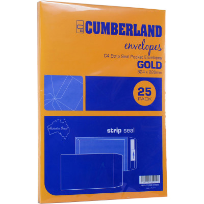 CUMBERLAND RETAIL ENVELOPE C4 324x229 Strip Seal Gold 85g Pack of 25