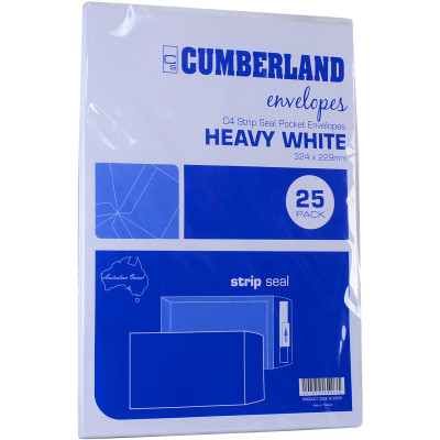 CUMBERLAND RETAIL ENVELOPE C4 Strip Seal White 100g Pack of 25
