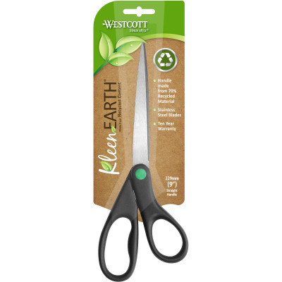 Westcott KleenEarth Scissors Straight Handle 229mm Black