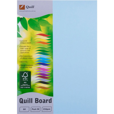 Quill Board 210GSM A4 Powder Blue Pack 50