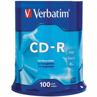 VERBATIM RECORDABLE CDS CD-R 52X 80Min/700MB Pk100