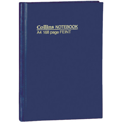 COLLINS NOTEBOOKS HARD COVER A4 Short Feint 168Pg Blue