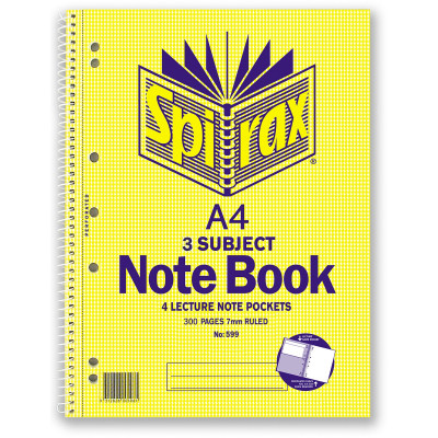 SPIRAX 599 NOTEBOOK 3 SUBJECT A4 300 Page 297x220mm S/O