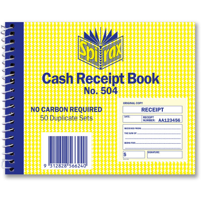 SPIRAX 504 CASH RECEIPT BOOK Quarto