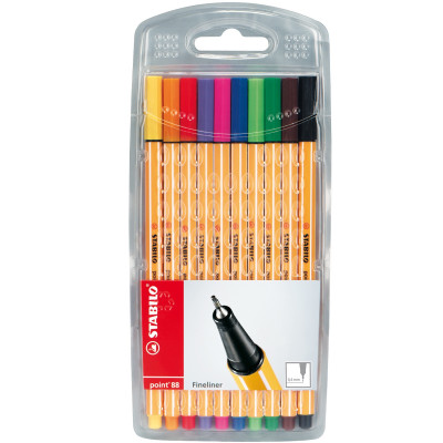 STABILO POINT 88 FINELINER Assorted, Wlt10