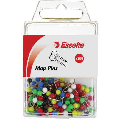 ESSELTE PINS MAP 4x17mm Assorted Pack of 200