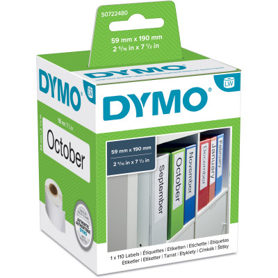 DYMO LABELWRITER LABELS Paper Lever Arch 59x190mm Wht Box of 100