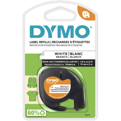 DYMO LETRATAG LABELLING TAPE 12mmx2m - IRON-ON Fabric