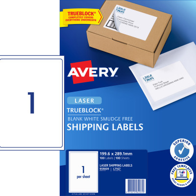 AVERY L7167 SMOOTH FEED LABEL Laser 1/Sht 199.6x289.1mm 100 Sheets
