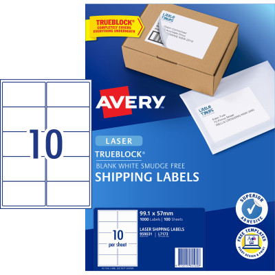 AVERY L7173 MAILING LABELS Laser 10/Sht 99.1x57mm 100 Sheets