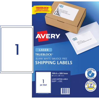 AVERY L7167 MAILING LABELS Laser 1/Sht 199.6x289.1mm 20 Sheets