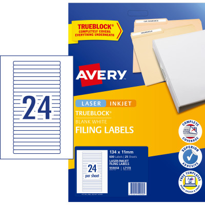 AVERY L7170 FILING LASER LABEL File Spine 51/Sht 134x11mm 25 Sheets