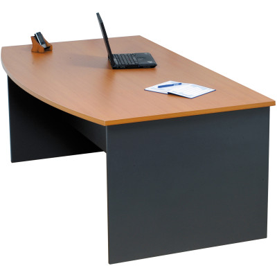 Logan Bow Front Desk 1800Wx900/1050mmD Beech Ironstone 