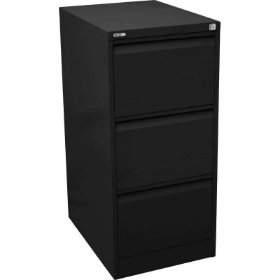 Go Steel 3 Drawer Filing Cabinet 1016Hx460Wx620mmD Black Ripple