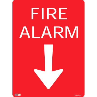 SAFETY SIGNAGE - FIRE Fire Alarm W/ Arrow 450mmx600mm Polypropylene