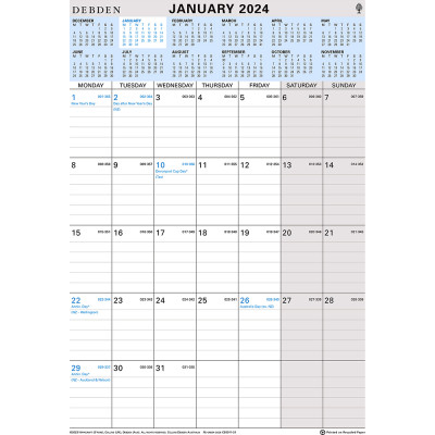 COLLINS CALENDAR WALL PLANNER Wiro 12 Month to View 210x297mm