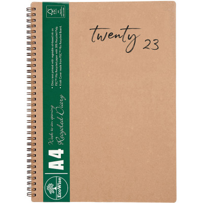 CUMBERLAND ECOWISE SPIRALDIARY A4,Week-Open,Boardcover Recycled