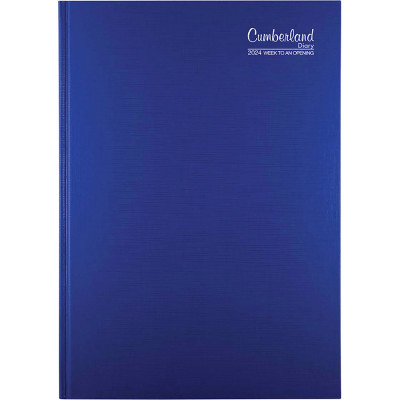 CUMBERLAND PREMIUM CASEBOUND Diary A4 WTO 1/2 Hr Blue