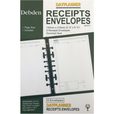 DEBDEN DAYPLANNER REFILL DESK Receipt Envelope 216x140mm