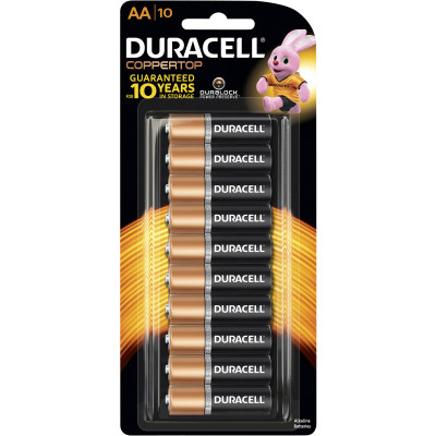 DURACELL COPPERTOP BATTERY AA Carded Pack Of 10