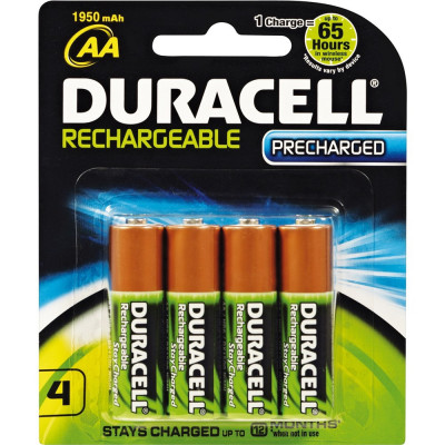 DURACELL RECHARGEABLE BATTERY AA Pack 4 Precharged
