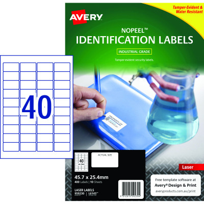Avery 959230 No Peel Industrial Labels White L6145 10 Sheets