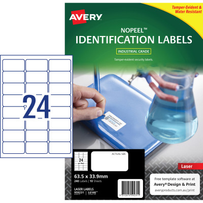 Avery 959231 No Peel Industrial Labels White L6146 10 Sheets