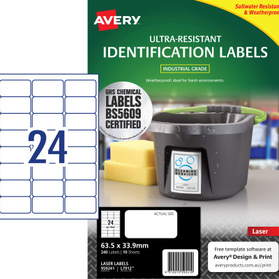 Avery 959241 Ultra Heavy Duty Industrial Labels White L7912 10 Sheets