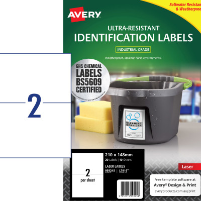 Avery 959245 Ultra Heavy Duty Industrial Labels White L7916 10 Sheets
