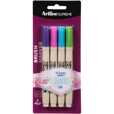 Artline Supreme Brush Marker Pastel Assorted 4PK