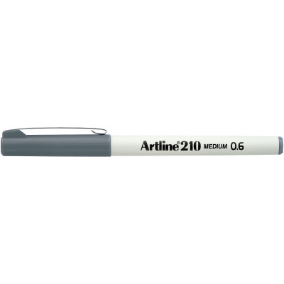 Artline 210 0.6mm Fineliner Pen Grey BX12