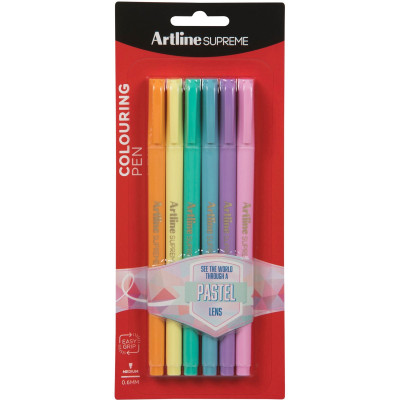 Artline Supreme 0.6mm Fineliner Pen Pastel Assorted PK6
